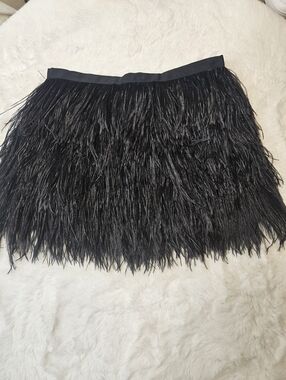 NWT Haute Hippie Black Feather Mini Skirt XS - 100% Silk Lining - MSRP $495